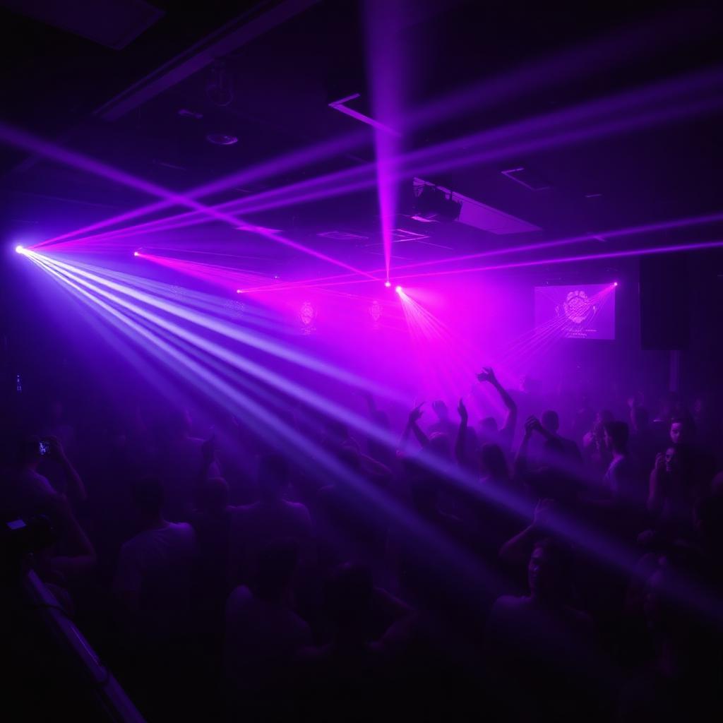 Pista de dança com lasers e fumaça